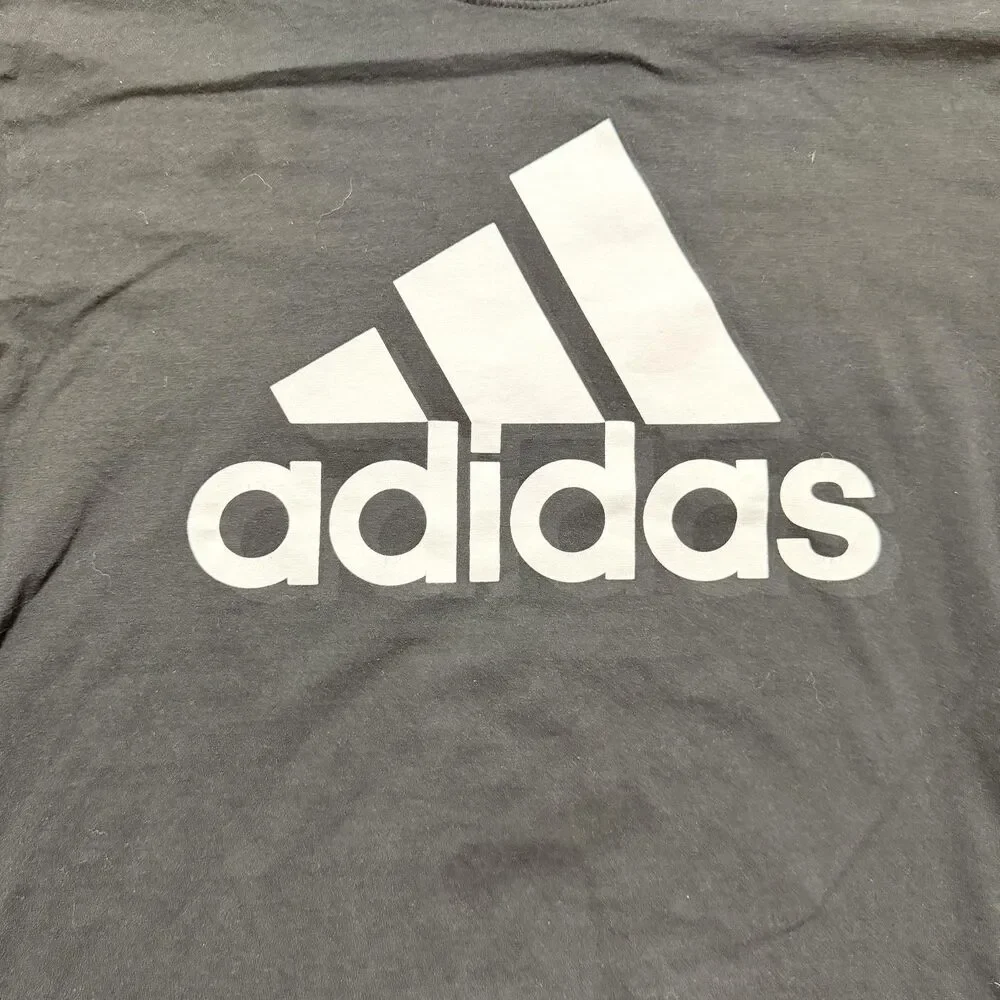 Adidas Shirt Mens Large Black Long Sleeve Golf Logo Graphic Tee Tagless Casual